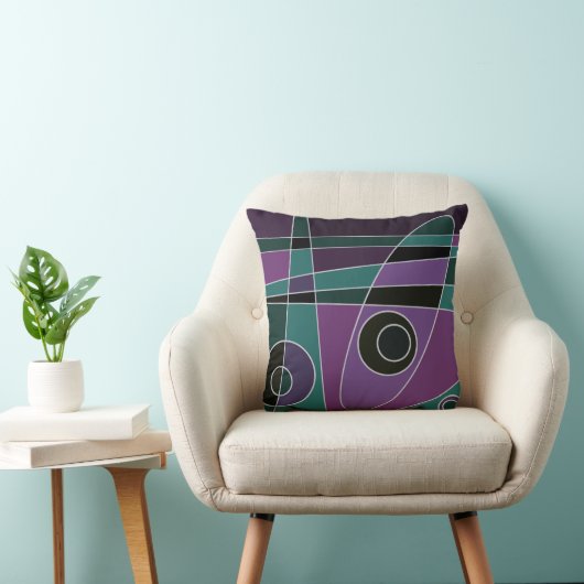 Abstract Surfende Blauwgroen Paars Kussen (Stoel)