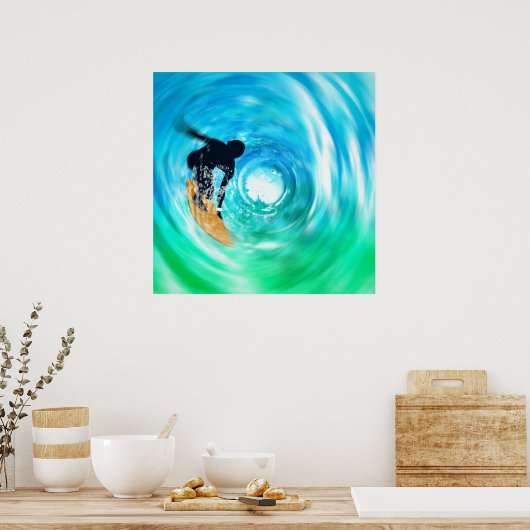 Abstract Surfer Silhouette Poster (Keuken)