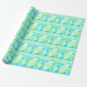 Abstract surfpasta blauw groen cadeaupapier (Uitgerold)