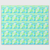 Abstract surfpasta blauw groen cadeaupapier (Vlak)