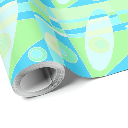 Abstract surfpasta blauw groen cadeaupapier (Rol Hoek)