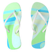 Abstract surfpasta blauw groen teenslippers (Voetbed)