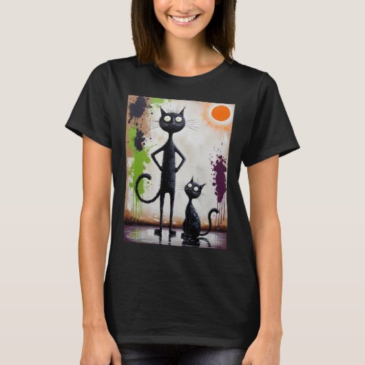 Abstract Surreal Cat Shirt - Artistic Feline T-shi (Voorkant)