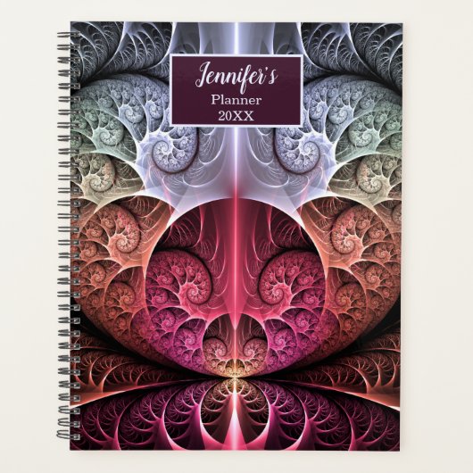 Abstract Surreal Fantasie Fractale Naam Hartslag Planner (Voorkant)
