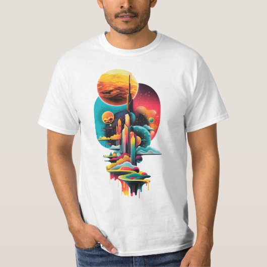 Abstract surrealistisch dromerig landschap t-shirt (Voorkant)