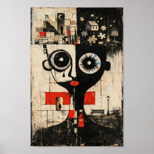 Abstract Surrealistisch landschapsmuurschilderij P Poster