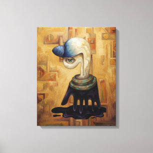 Abstract Surrealistisch Portret Doek  Canvas Afdruk