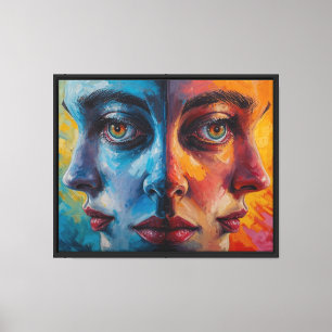 Abstract surrealistisch portret - kunstwerk met dr canvas afdruk