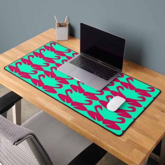 Abstract Swan Teal and Pink Mouse Pad (Kantoor 2)