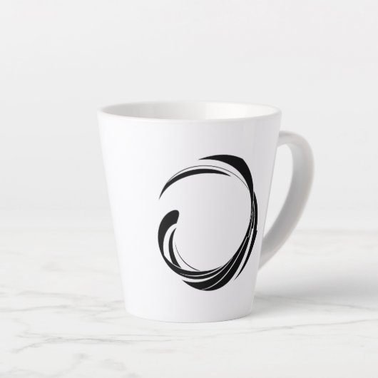 Abstract Swirl Circle Design – curved ring artwork Latte Mok (Rechterhoek)