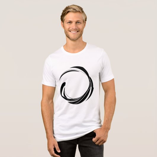 Abstract Swirl Circle Design – curved ring artwork Tri-Blend Shirt (Voorkant volledig)