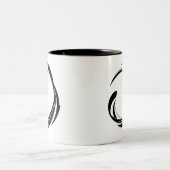 Abstract Swirl Circle Design – curved ring artwork Tweekleurige Koffiemok (Center)