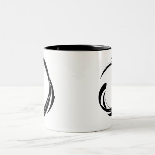 Abstract Swirl Circle Design – curved ring artwork Tweekleurige Koffiemok (Center)