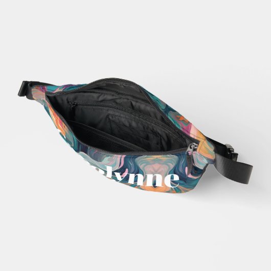 Abstract Swirl Pattern White Text Heuptasje (Open)