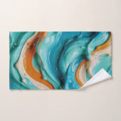 Abstract Swirling Teal and Orange Glossy Fluid Bad Handdoek (Handdoek)