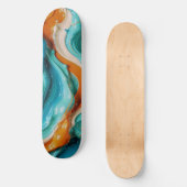 Abstract Swirling Teal and Orange Glossy Fluid Persoonlijk Skateboard (Voorkant)