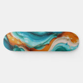 Abstract Swirling Teal and Orange Glossy Fluid Persoonlijk Skateboard (Horizontaal)