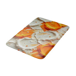Abstract Swirling Teal and Orange Glossy Fluid Spl Badmat
