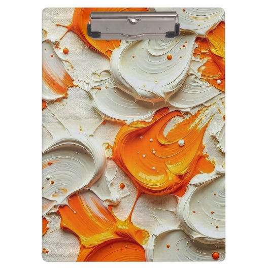 Abstract Swirling Teal and Orange Glossy Fluid Spl Klembord (Voorkant)