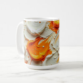 Abstract Swirling Teal and Orange Glossy Fluid Spl Koffiemok