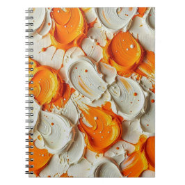 Abstract Swirling Teal and Orange Glossy Fluid Spl Notitieboek