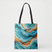Abstract Swirling Teal and Orange Glossy Fluid Tote Bag (Voorkant)