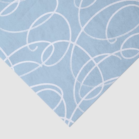 Abstract Swirling Vine | Elegant Line Art Blue Tissuepapier (Detail)