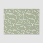 Abstract Swirling Vine | Elegant Line Art Green Tissuepapier (Voorkant)