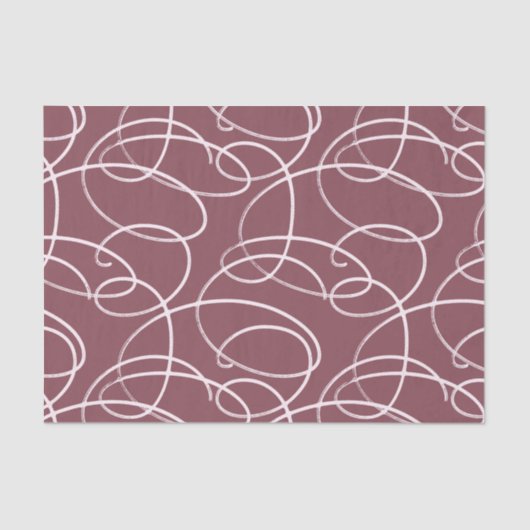 Abstract Swirling Vine | Elegant Line Art Mauve Tissuepapier (Voorkant)