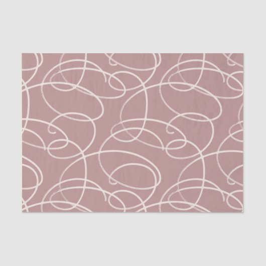 Abstract Swirling Vine | Elegant Line Art Pink Tissuepapier (Voorkant)