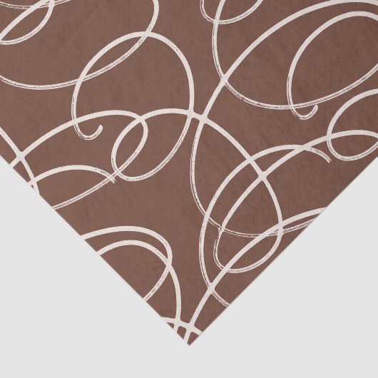 Abstract Swirling Vine | Elegant Line Art Rust Tissuepapier (Detail)