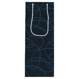 Abstract Swirling Vine | Modern Line Art Dark Navy Wijn Cadeautas