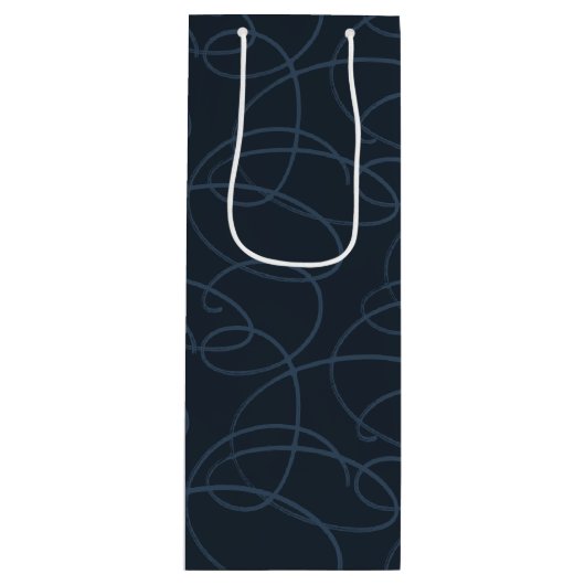 Abstract Swirling Vine | Modern Line Art Dark Navy Wijn Cadeautas (Voorkant)