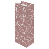 Abstract Swirling Vine | Modern Line Art Pink Wijn Cadeautas (Achterkant Gekanteld)