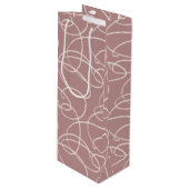 Abstract Swirling Vine | Modern Line Art Pink Wijn Cadeautas (Voorkant Gekanteld)