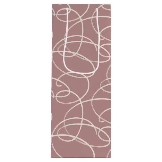Abstract Swirling Vine | Modern Line Art Pink Wijn Cadeautas (Voorkant)