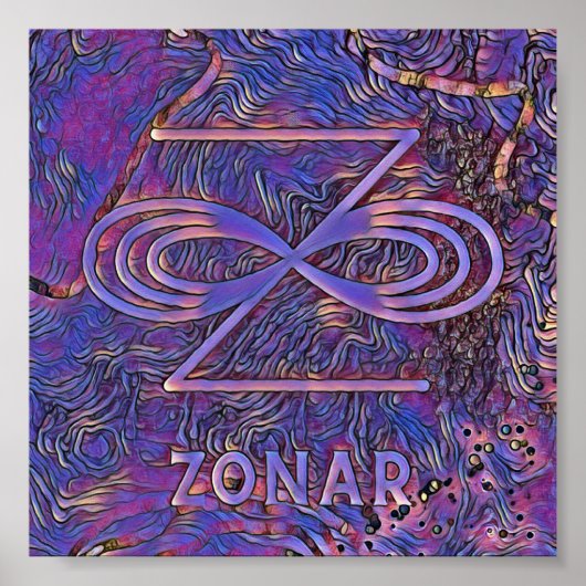 Abstract symbool Karuna Reiki Paars Zonar Poster (Voorkant)