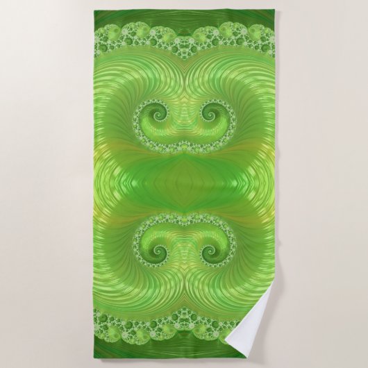 Abstract symmetrisch groen fractal strandlaken (Voorkant)