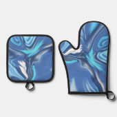 Abstract Symphony in Blue 2 Ovenwant & Pannenlap Set (Voorkant)