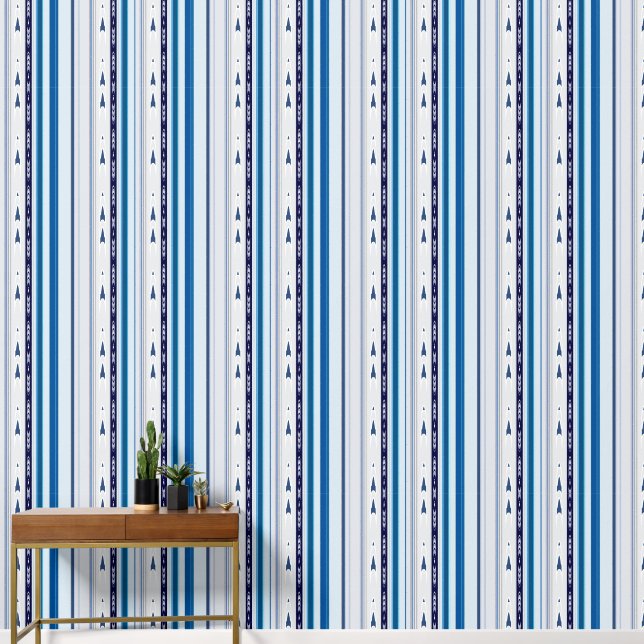 Abstract Symphony in Blue 5 (Vertical Lines) Behang (Hal)