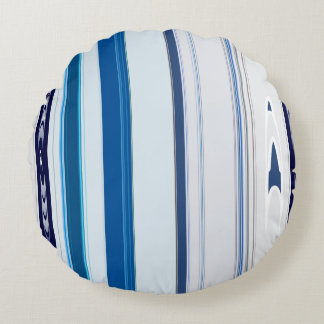 Abstract Symphony in Blue 5 (Vertical Lines) Rond Kussen