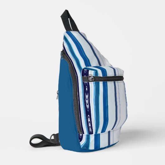 Abstract Symphony in Blue 5 (Vertical Lines) Sling Bag (Linkerhoek)