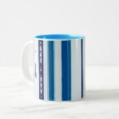 Abstract Symphony in Blue 5 (Vertical Lines) Tweekleurige Koffiemok (Voorkant links)