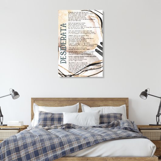 Abstract Tan Roze Goud Desiderata van Max Ehrman Canvas Afdruk (Insitu (Slaapkamer))