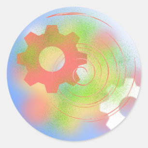 Abstract Tandwielontwerp Ronde Sticker