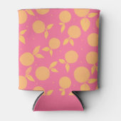 Abstract tangerine roze en geel patroon blikjeskoeler (Voorkant)