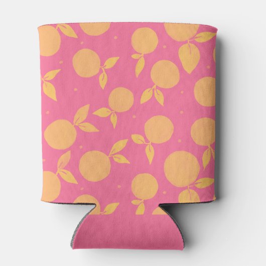 Abstract tangerine roze en geel patroon blikjeskoeler (Achterkant)