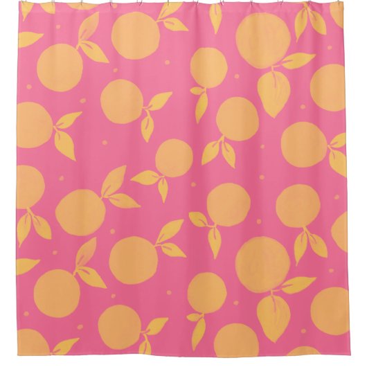 Abstract tangerine roze en geel patroon douchegordijn (Voorkant)