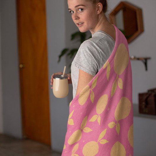 Abstract tangerine roze en geel patroon fleece deken