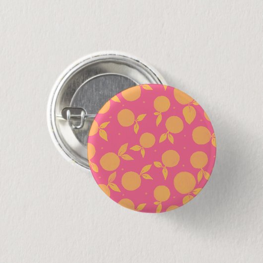 Abstract tangerine roze en geel patroon ronde button 3,2 cm (Voorkant /achterkant)
